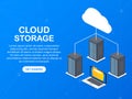 Data protection cloud storage design flat concept. Online storage sign symbol icon. Storage and cloud, cloud computing. Royalty Free Stock Photo